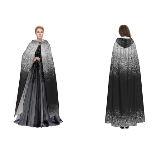BULQAPZDF Schwarz-weißer Glitzer-Umhang mit Kapuze, Samt-Umhang für Erwachsene, Herren und Damen, Hexe, Vampir, Teufelskostüm, Cosplay und Verkleidung BULQAPZDF Schwarz-weißer Glitzer-Umhang mit Kapuze, Samt-Umhang für Erwachsene, Herren und Damen, Hexe, Vampir, Teufelskostüm, Cosplay und Verkleidung von BULQAPZDF