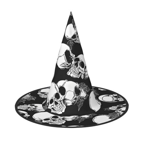 BULQAPZDF Schwarzer Totenkopf Halloween Hexerhut Halloween Hexer Party Kostüm Zubehör von BULQAPZDF