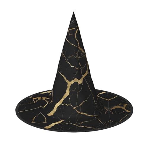 BULQAPZDF Schwarzer goldener Marmor Halloween Hexerhut Halloween Hexer Party Kostüm Zubehör BULQAPZDF Schwarzer goldener Marmor Halloween Hexerhut Halloween Hexer Party Kostüm Zubehör von BULQAPZDF