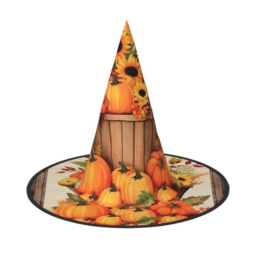 BULQAPZDF Sonnenblumen Kürbis Haus Halloween Hexerhut Halloween Hexer Party Kostüm Zubehör von BULQAPZDF