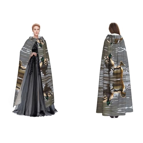 BULQAPZDF Stockente Ente Umhang mit Kapuze, Samt, für Erwachsene, Herren, Damen, Hexe, Vampir, Teufelskostüm, Cosplay und Verkleidung von BULQAPZDF