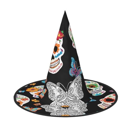 BULQAPZDF Sugar Skulls Halloween Hexerhut Halloween Hexer Party Kostüm Zubehör BULQAPZDF Sugar Skulls Halloween Hexerhut Halloween Hexer Party Kostüm Zubehör von BULQAPZDF
