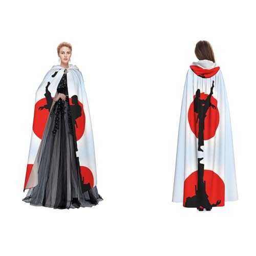 BULQAPZDF Taekwondo-Design, Samt-Umhang mit Kapuze, für Erwachsene, Herren und Damen, Hexe, Vampir, Teufelskostüm, Cosplay und Verkleidung von BULQAPZDF
