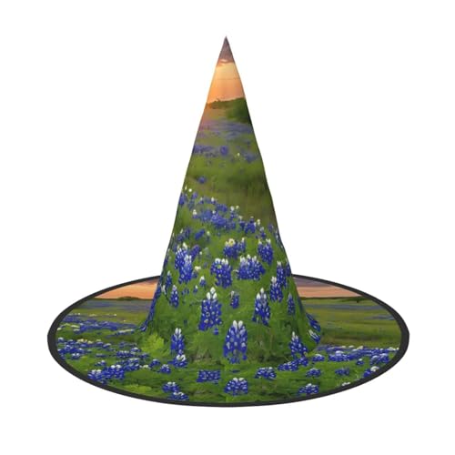 BULQAPZDF Texas Bluebonnets Scenery Halloween Hexerhut Halloween Hexer Party Kostüm Zubehör von BULQAPZDF