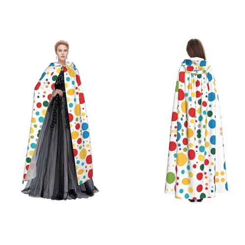 BULQAPZDF Twister Polka Dots Full Length Hooded Velvet Cloak For Adult Men And Women - Witch Vampir Devil Costume - Cosplay And Fancy Dress von BULQAPZDF