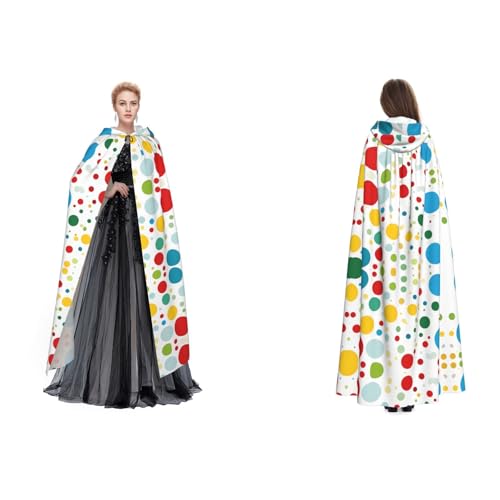 BULQAPZDF Twister Polka Dots Full Length Hooded Velvet Cloak For Adult Men And Women - Witch Vampir Devil Costume - Cosplay And Fancy Dress von BULQAPZDF