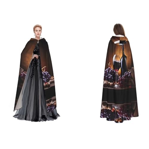 BULQAPZDF Umhang aus Samt, voller Länge, mit Kapuze, für Erwachsene, Herren, Damen, Hexe, Vampir, Teufelskostüm, Cosplay und Fasching, Weinrot von BULQAPZDF