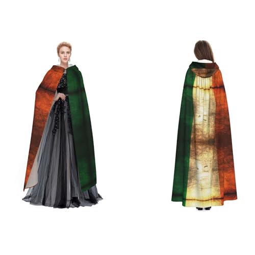 BULQAPZDF Umhang mit irischer Flagge, Samt, mit Kapuze, für Erwachsene, Herren und Damen, Hexe, Vampir, Teufelskostüm, Cosplay und Verkleidung BULQAPZDF Umhang mit irischer Flagge, Samt, mit Kapuze, für Erwachsene, Herren und Damen, Hexe, Vampir, Teufelskostüm, Cosplay und Verkleidung von BULQAPZDF