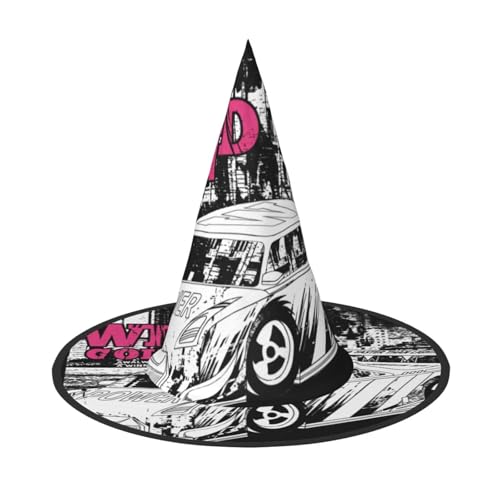 BULQAPZDF Vintage Silhouette Auto Halloween Hexer Hut Halloween Hexer Party Kostüm Zubehör von BULQAPZDF
