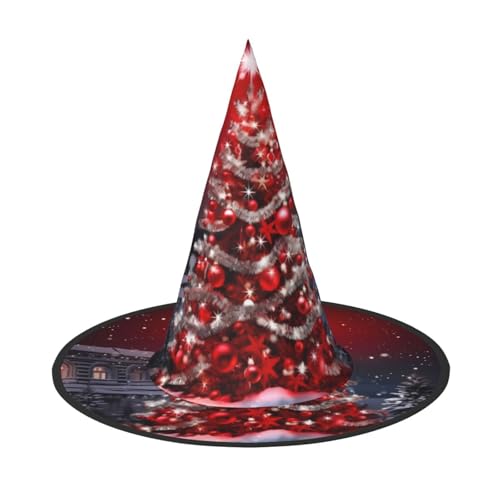 BULQAPZDF Weihnachtsbaum Rot Halloween Hexerhut Halloween Hexer Party Kostüm Zubehör von BULQAPZDF