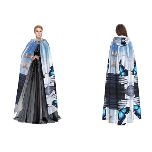 Blauer Schmetterlingsumhang mit Kapuze, Samt-Umhang für Erwachsene, Herren und Damen, Hexe, Vampir, Teufelskostüm, Cosplay und Verkleidung Blauer Schmetterlingsumhang mit Kapuze, Samt-Umhang für Erwachsene, Herren und Damen, Hexe, Vampir, Teufelskostüm, Cosplay und Verkleidung von BULQAPZDF