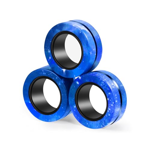 Buluwans Magnetischer Ring, coole Angst, ADHS, leises Fidget-Spielzeug für Kinder, Erwachsene und Teenager, Preise für Grundschüler (3 Stück Sternenhimmelblau), 3 Stück von BULUWANS