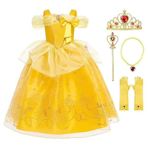BUNAOWA Prinzessinnen-Kostüm für Mädchen, Halloween, Geburtstag, Party, Cosplay, Outfits mit Zubehör (8–9 Jahre) von BUNAOWA