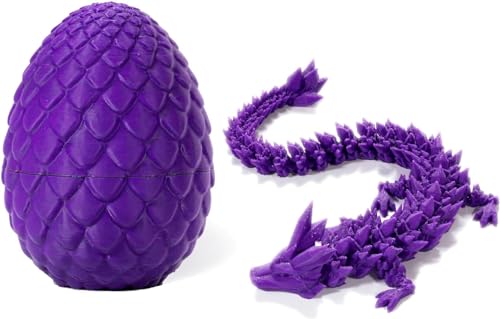 3D-Gedruckter Drache, Mystisches Kristall-drachenei, Fidget-Spielzeug, Bewegliches Kristall-drachenei, Purple von BUNIQ