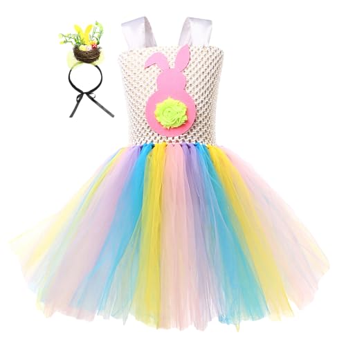 BUNIQ Hase Tutu Kostüm Kinder - Kaninchen-Kostüm-Tutu-Kleid für Kinder - Halloween-Kostüm, Tutu-Outfit, Weihnachts-Cosplay-Kostüm für Mädchen im Alter von 2–10 Jahren von BUNIQ