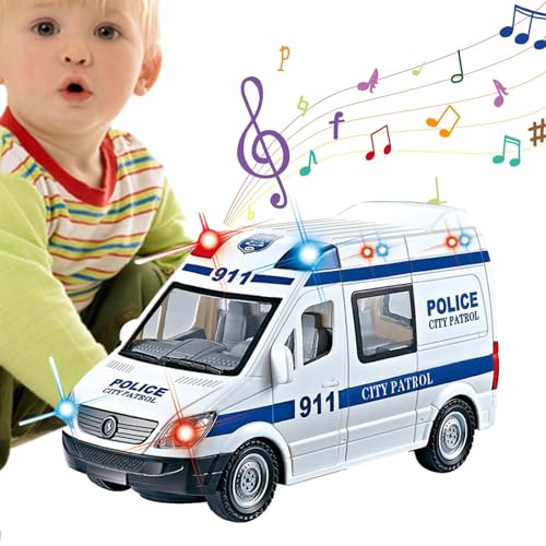 BUNIQ Rettungsauto-Spielzeug,Rettungsfahrzeug-Spielzeug - Feuerwehrauto, Rettungswagen mit Licht und Ton | Pädagogische Geburtstagsgeschenke für Kinder im Alter von 3–8 Jahren, LKW-Spielzeug von BUNIQ