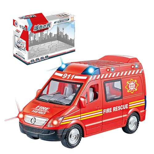 BUNIQ Rettungsfahrzeuge,Rettungsfahrzeuge für Kleinkinder - Reibungsbetriebenes LKW-Spielzeug mit Licht und Ton - Kleinkind-LKW-Spielzeug für Kinder im Alter von 3–8 Jahren, Lernspielzeug von BUNIQ