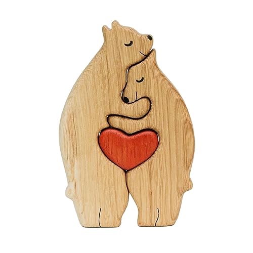 Personalisiertes Bärenfamilien Kunstpuzzle Aus Holz, Familienpuzzle Bären Aus Holz, Bärenfamilienfigur Aus Holz, Perfekte Heimdekoration, Muttertags-Geburtstagsgeschenke Für AMA von BUNIQ