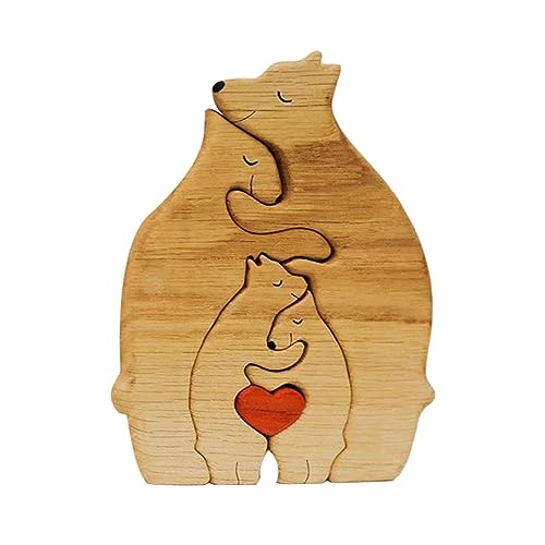 Personalisiertes Bärenfamilien Kunstpuzzle Aus Holz, Familienpuzzle Bären Aus Holz, Bärenfamilienfigur Aus Holz, Perfekte Heimdekoration, Muttertags-Geburtstagsgeschenke Für AMA von BUNIQ