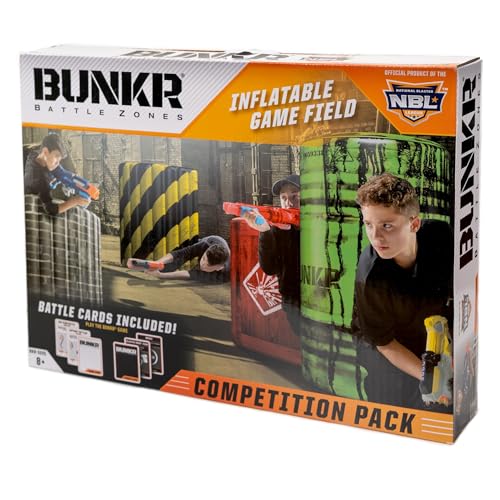 BUNKR -BattleZone- Competition Pack (4 aufblasbare Bausteine & Hindernisse) - kompatibel mit Nerf, Laser X, X-Shot und BoomCo von BUNKR