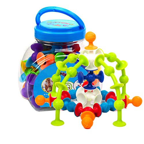 48 Stück Silikonbausteine ​​DIY Blöcke Spielzeug Zusammengebauter Saugnapf Saugnapf Lustige Konstruktion Lernspielzeug Kinder Geschenke von BUNRUN