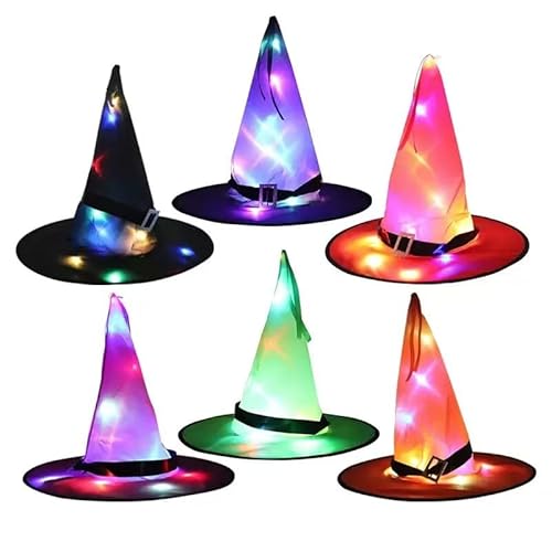 BUNVICK 8 Stück Set Weihnachtsmütze mit 80 farbigen LED-Leuchten, Weihnachtsbaum Dekorationsmütze für Erwachsene und Kinder von BUNVICK