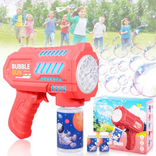 BUOAZR Seifenblasenpistolen, Kinder Seifenblasen Machine, LED Licht Blasen Elektrisch mit 2 Dosen 60ML Seifenblasenlösung, Automatische Blasenmaschine Geschenk für Kinder/Geburtstag/Party (Rosa) BUOAZR Seifenblasenpistolen, Kinder Seifenblasen Machine, LED Licht Blasen Elektrisch mit 2 Dosen 60ML Seifenblasenlösung, Automatische Blasenmaschine Geschenk für Kinder/Geburtstag/Party (Rosa) von BUOAZR