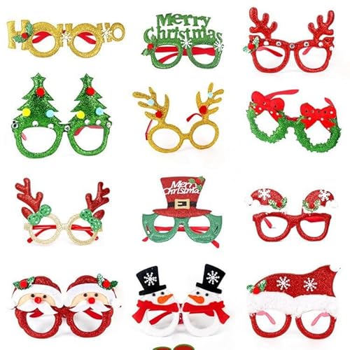 BUOAZR 12 x Brillenrahmen für Weihnachtsfeiern, mit 12 weihnachtlichen Designs BUOAZR 12 x Brillenrahmen für Weihnachtsfeiern, mit 12 weihnachtlichen Designs von BUOAZR
