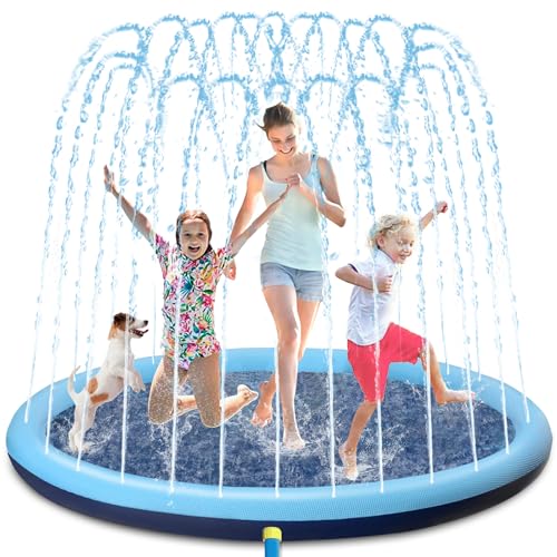 BUOAZR Splash Pad 170cm, 0.55mm Verdickte Sprinkler Wasser Spielmatte, Wasserspielzeug Sommer für Kinder und Haustiere, Wassersprinkler Pad mit Antirutschfunktion für Draußen Outdoor Garten BUOAZR Splash Pad 170cm, 0.55mm Verdickte Sprinkler Wasser Spielmatte, Wasserspielzeug Sommer für Kinder und Haustiere, Wassersprinkler Pad mit Antirutschfunktion für Draußen Outdoor Garten von BUOAZR