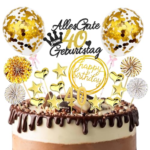BURGEON Tortendeko 40 Geburtstag Junge Mädchen, 20 Stück Happy 40th Birthday Kuchendeko Geburtstag, Cake Topper 40 Geburtstag Deko mit Geburtstagskerzen für 40 Geburstagstorte Party Dekoration BURGEON Tortendeko 40 Geburtstag Junge Mädchen, 20 Stück Happy 40th Birthday Kuchendeko Geburtstag, Cake Topper 40 Geburtstag Deko mit Geburtstagskerzen für 40 Geburstagstorte Party Dekoration von BURGEON