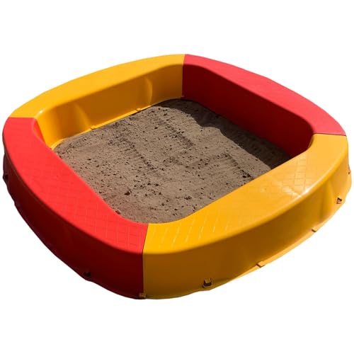 BURI Premium Sandkasten aus Kunststoff 150 x 150 x 20 cm, Gelb/Rot, Made in Germany – Robuster Buddelkasten für den Garten, Kinderspielzeug zum Buddeln mit Sand oder Kies, sehr stabil & hochwertig BURI Premium Sandkasten aus Kunststoff 150 x 150 x 20 cm, Gelb/Rot, Made in Germany – Robuster Buddelkasten für den Garten, Kinderspielzeug zum Buddeln mit Sand oder Kies, sehr stabil & hochwertig von BURI