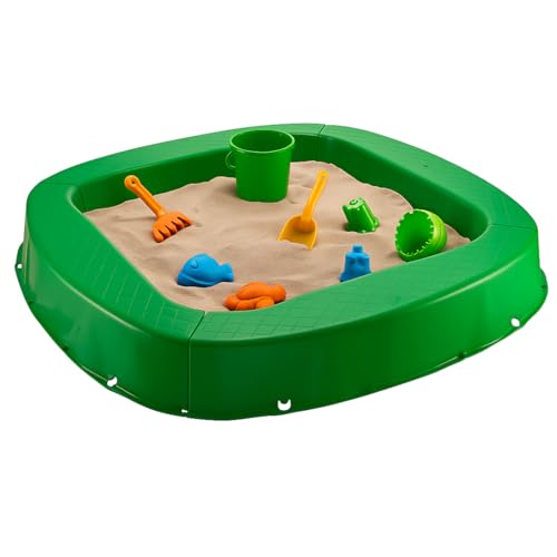 BURI Premium Sandkasten aus Kunststoff 150 x 150 x 20 cm, Grün, Made in Germany – Robuster Buddelkasten für den Garten, Kinderspielzeug zum Buddeln mit Sand oder Kies, sehr stabil & hochwertig von BURI