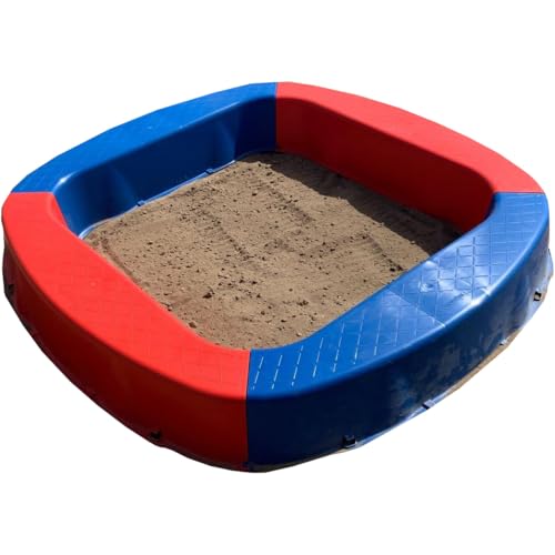 BURI Premium Sandkasten aus Kunststoff 150 x 150 x 20 cm, Rot/Blau, Made in Germany – Robuster Buddelkasten für Garten, Kinderspielzeug zum Buddeln mit Sand oder Kies, sehr stabil und hochwertig von BURI