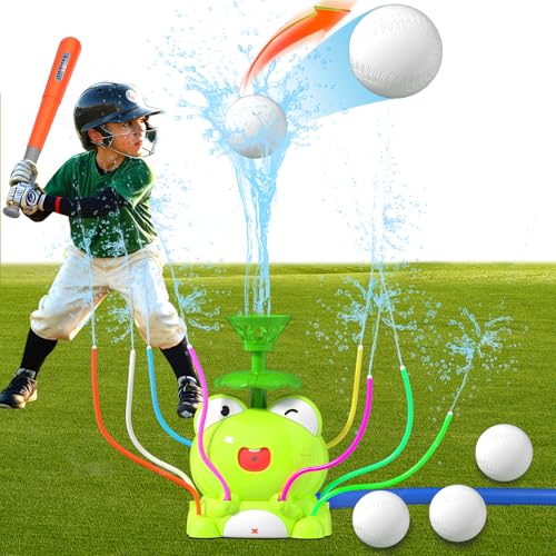 2-in-1 Wassersprinkler für Kinder, Wasser Baseballspielzeug, Garten Rasen Wasserspielzeug, Outdoor Gartenspielzeug für Kinder für ab 3 Jahre Jungen Mädchen(Frosch) von BURMONG