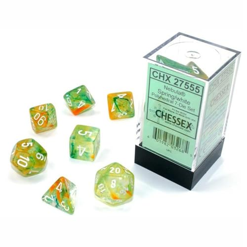 Nebula® Polyhedral Spring/white Luminary™ 7-Die Set von BURST Spiele GmbH