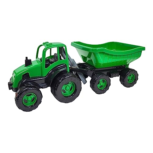 BUSDUGA 4338 Kindertraktor grün 70cm, Traktor mit Anhänger inkl. Kippmechanismus, Schaufel und Rechen Sandspielzeug Garten Outdoor Sandkasten BUSDUGA 4338 Kindertraktor grün 70cm, Traktor mit Anhänger inkl. Kippmechanismus, Schaufel und Rechen Sandspielzeug Garten Outdoor Sandkasten von BUSDUGA