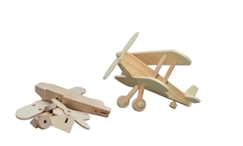 BUSDUGA 4401 Holzbausatz Doppeldecker, 21x22x10cm, Modellbau für Kinder aus Naturholz, Holzbauset (Einzeln) von BUSDUGA