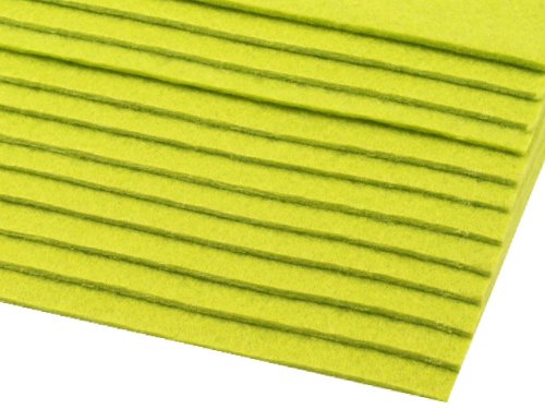 BUSDUGA Dekorativer Bastelfilz 20x30cm DIN A4-400g/qm - Stärke 2-3mm - 12 Bögen farbig Sortiert - 3 Mixe oder pur Farben wählbar (hellgrün) von BUSDUGA