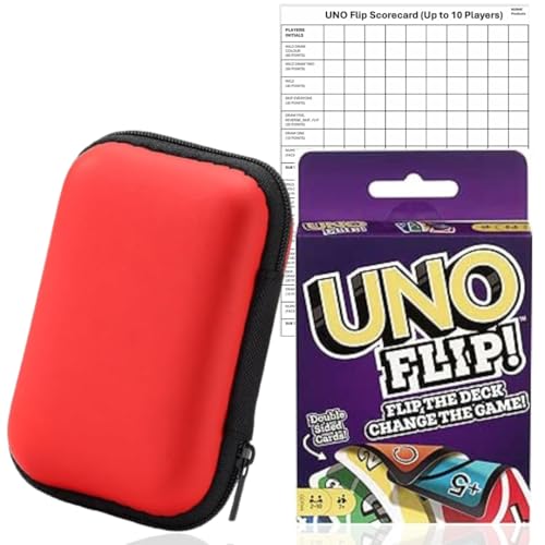UNO Flip Kartenspiel & Reiseetui + 4 x Scorekarten | Kartenspiele, Reisespiele, Kartenspiele für Erwachsene, Familienspiele - Mattel UNO Flip Kartenspiel & Reiseetui + 4 x Scorekarten | Kartenspiele, Reisespiele, Kartenspiele für Erwachsene, Familienspiele - Mattel von BUSHE Products
