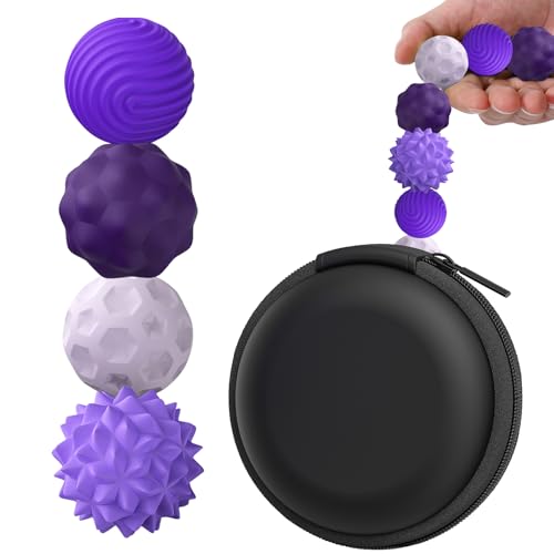 BUSOHA Magnetische Fidget-Bälle aus Silikon – 4 Stück, Silikon-Stressabbau-Bälle für Erwachsene, sensorisches Reisespielzeug zur Beruhigung, Stress, Autismus und ADHS, Geschenke für Kinder, Mädchen von BUSOHA