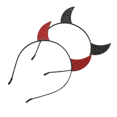 BUTIFULSIC 2 Stück Wasserfeste Teufelshörner Haarreife mit Funkelnden Strasssteinen Verstellbar und Bequem für Halloween Karneval Kostümparty Geeignet für Damen und Mädchen von BUTIFULSIC