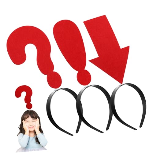 BUTIFULSIC 3 Stk. Kreative Haarreifen mit Lustigen Symbolen Rot Fragezeichen Ausrufezeichen Weiche Stirnbänder für Halloween Karneval Party Kostüm und Kinderpartys Erwachsene von BUTIFULSIC