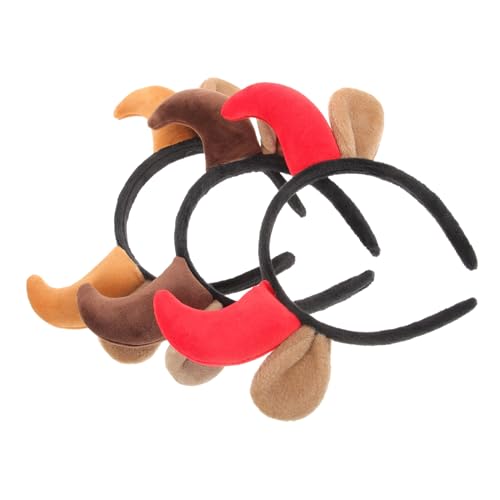 BUTIFULSIC 3 Stück Halloween Teiliges Hörner Haarband Ox Horn Stirnband Halloween Kopfschmuck Cosplay Kostüm Zubehör in Rot Dunkelbraun Hellbraun für Party und Fest von BUTIFULSIC