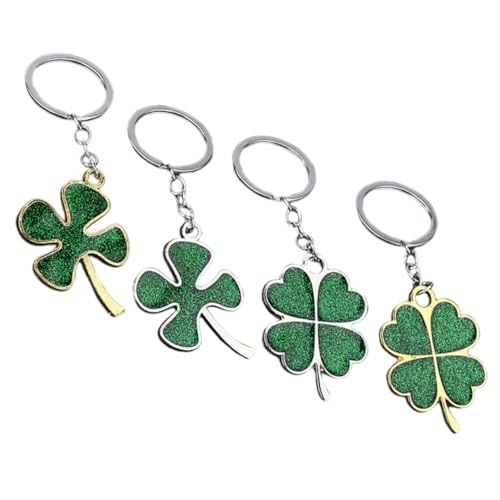 BUTIFULSIC 4 Stück Teiliges Schlüsselanhänger Kleeblatt aus Langlebiger Legierung Dekorativer Glücksbringer für Männer und Frauen Vielseitig als Auto und Taschenanhänger Geschenkidee für von BUTIFULSIC