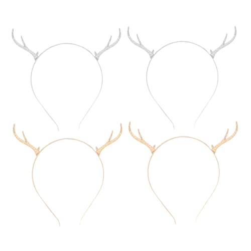BUTIFULSIC 4 Stück Teiliges Weihnachts Metalllegierung Rentiergeweih Stirnband Festlich für Erwachsene und Weihnachtskopfschmuck Weihnachts haarschmuck Zubehör von BUTIFULSIC