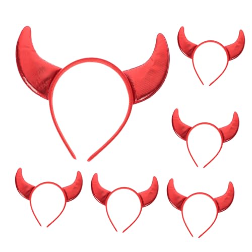 BUTIFULSIC 6 Stück Teiliges Teufelshörner Haarreif in Rot mit Pailletten Verstellbar Leicht Anzuziehen für Halloween Karneval Cosplay und Festliche Kostümpartys für Damen Mädchen von BUTIFULSIC