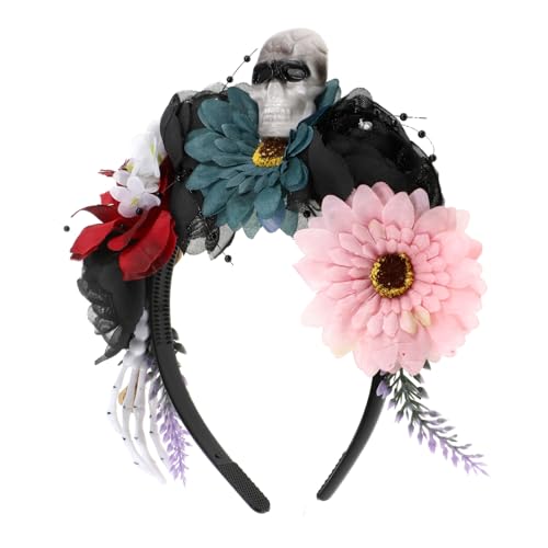 BUTIFULSIC Halloween Stirnband mit Farbiger Stoffblume und Schädel Design Modischer Haarschmuck für Frauen und Halloween Haarreif für Kostüm und Festtagsdekoration BUTIFULSIC Halloween Stirnband mit Farbiger Stoffblume und Schädel Design Modischer Haarschmuck für Frauen und Halloween Haarreif für Kostüm und Festtagsdekoration von BUTIFULSIC