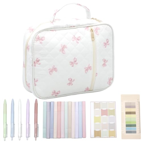 Blumen- oder Bogenknotenstil -Buch Cover -Hülle mit Griff mit großer Kapazitätsabteilungsstock -Tragetaste für Bibliotheksstudienzimmerreisen(1,Rosa) von BUTORY