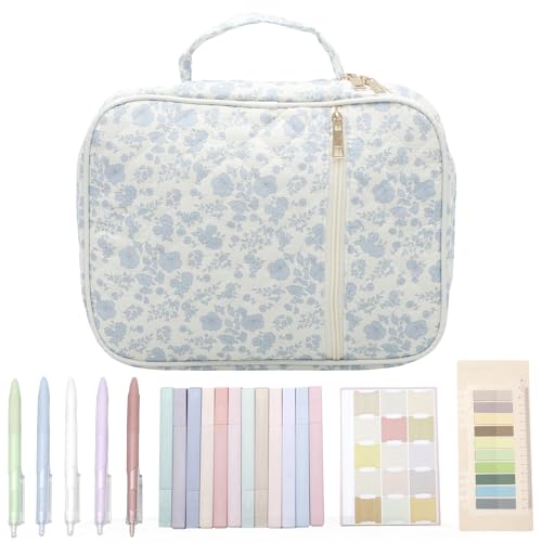 Blumen- oder Bogenknotenstil -Buch Cover -Hülle mit Griff mit großer Kapazitätsabteilungsstock -Tragetaste für Bibliotheksstudienzimmerreisen(1,blau) von BUTORY