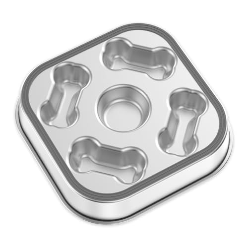 Edelstahl Slow Feeder Dog Bowl Choke Hundefutterschale mit Nicht überrutscher Boden Geschirrspüler Safer Quadrat/Runde für Haustierhaus(silbrig-1-Quadrat) von BUTORY